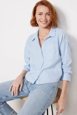 Tops & Tees<MICHAEL STARS Gracie Crop Button Down Water