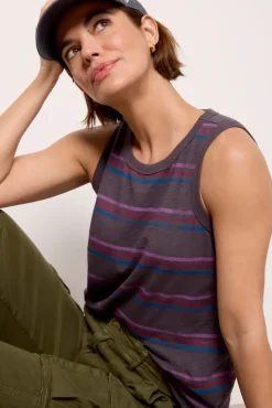 Tops & Tees<EVEREVE Gracie Stripe Tank Washedblack