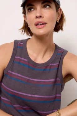 Tops & Tees<EVEREVE Gracie Stripe Tank Washedblack