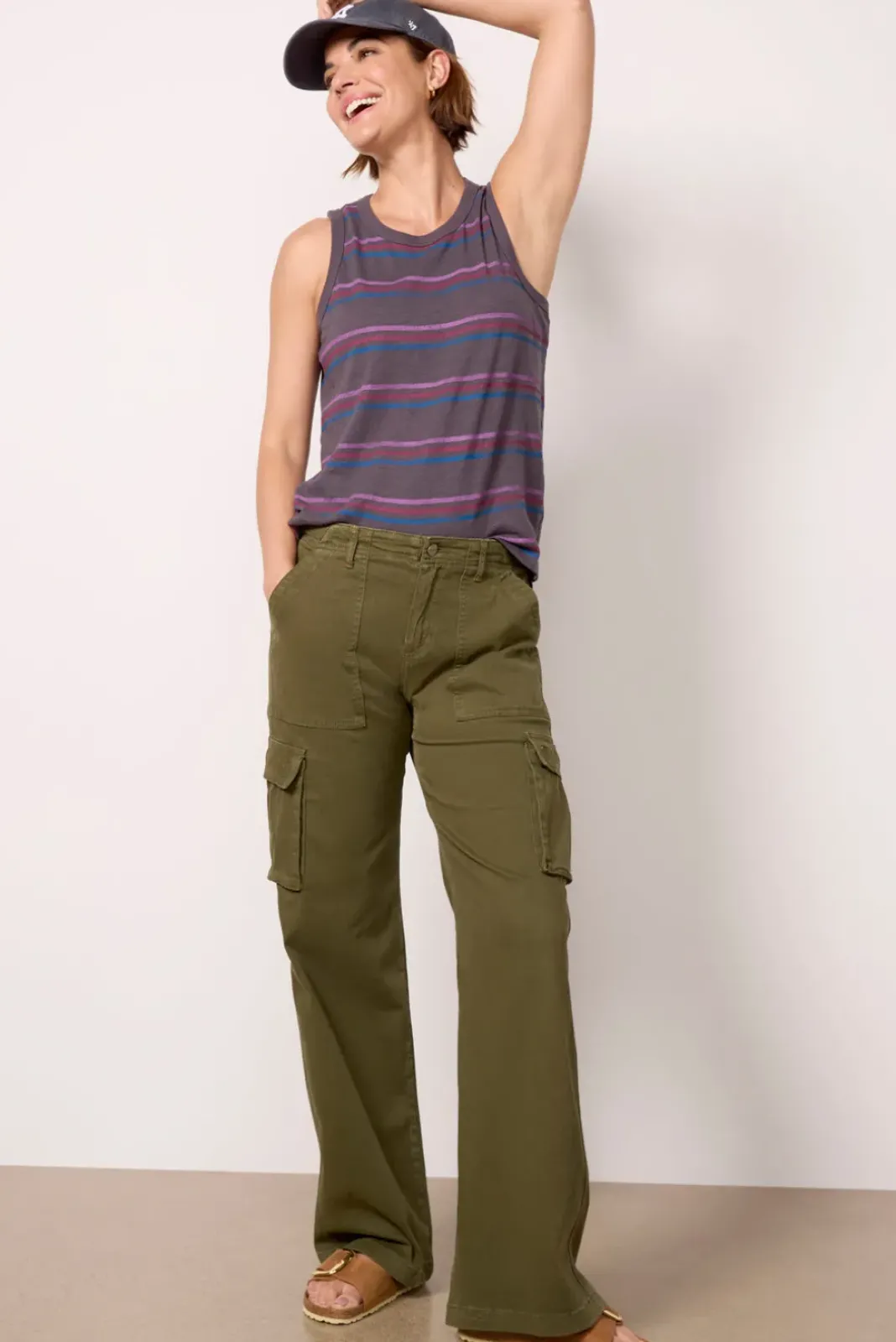 Tops & Tees<EVEREVE Gracie Stripe Tank Washedblack
