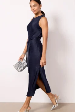 Dresses<CLOTH AND STONE Hammered Satin Slip Dress Midnight