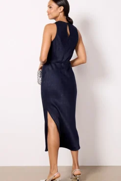Dresses<CLOTH AND STONE Hammered Satin Slip Dress Midnight