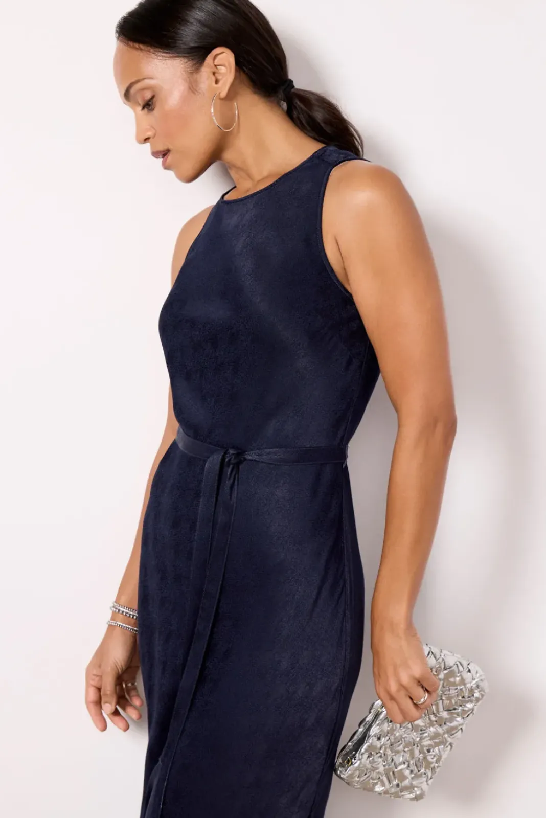 Dresses<CLOTH AND STONE Hammered Satin Slip Dress Midnight