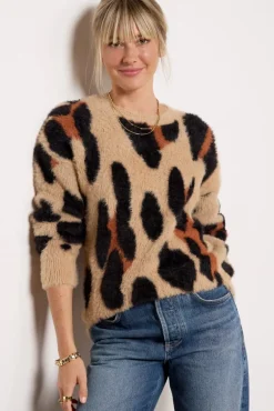 Sweaters<EVEREVE Harley Pullover Taupe/Blackleopard