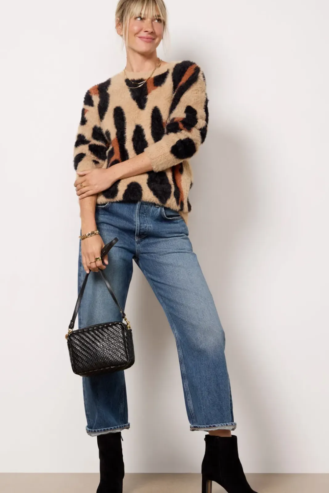 Sweaters<EVEREVE Harley Pullover Taupe/Blackleopard