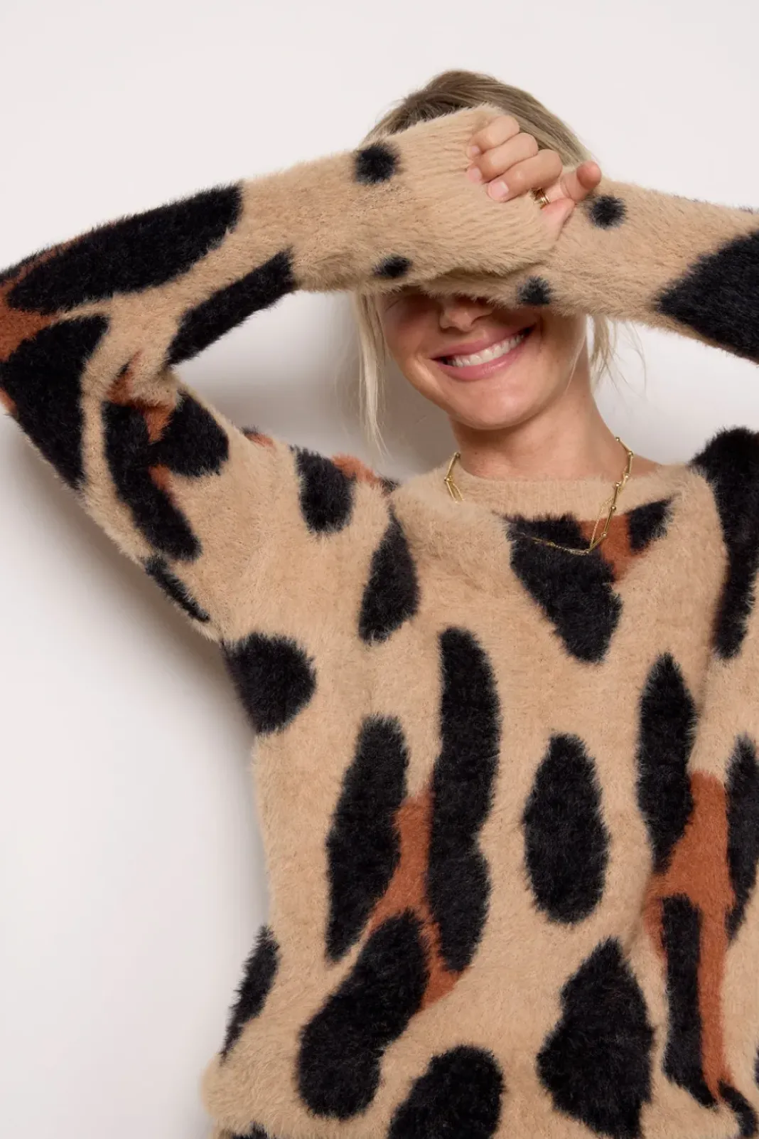 Sweaters<EVEREVE Harley Pullover Taupe/Blackleopard