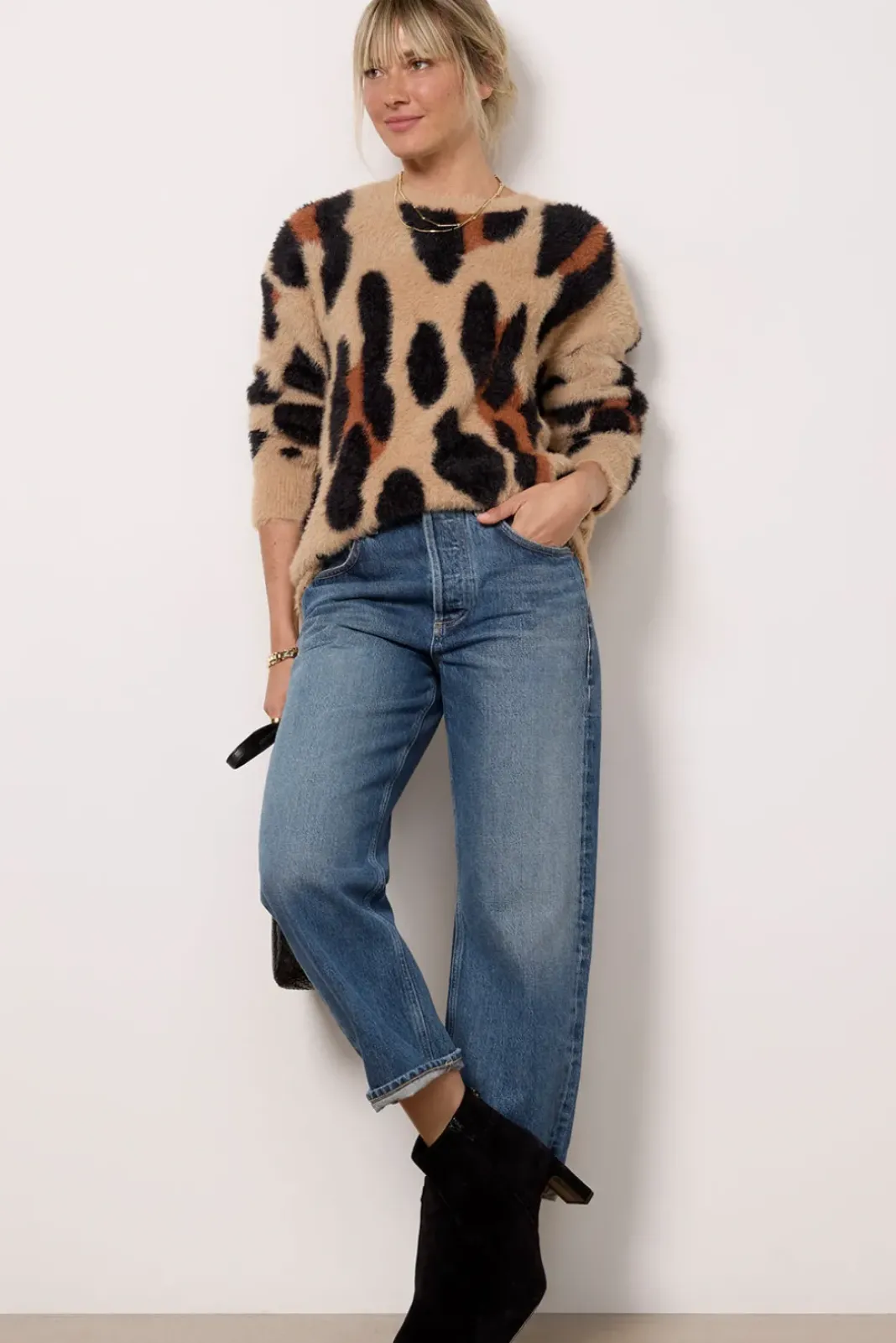 Sweaters<EVEREVE Harley Pullover Taupe/Blackleopard
