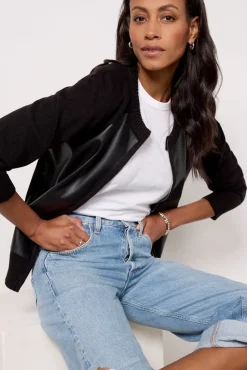 Sweaters<EVEREVE Harlow Bomber Cardigan Black