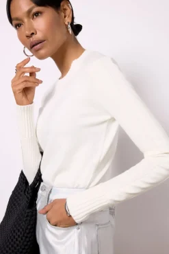Sweaters<EVEREVE Harlow Leather Pullover Winterwhite