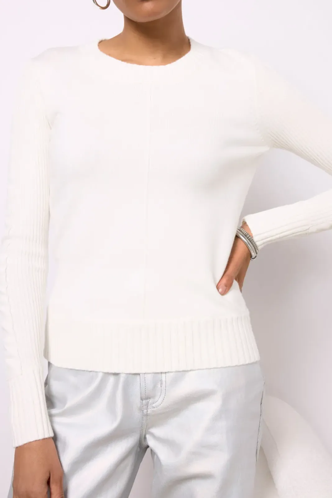Sweaters<EVEREVE Harlow Leather Pullover Winterwhite