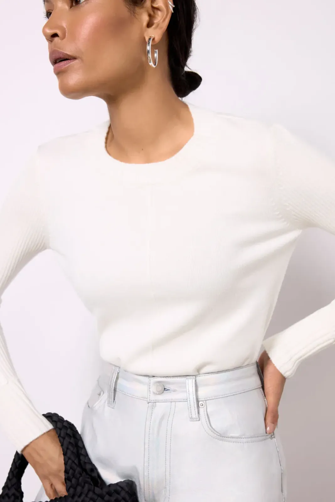 Sweaters<EVEREVE Harlow Leather Pullover Winterwhite