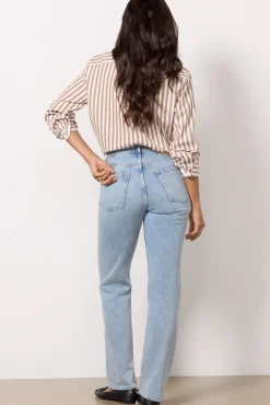 Jeans<RAG AND BONE Harlow Midrise Full Length Straight Bloomfield