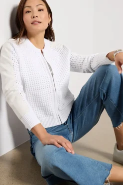 Blazers & Jackets<EVEREVE Harlow Open Stitch Bomber White