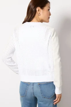 Blazers & Jackets<EVEREVE Harlow Open Stitch Bomber White