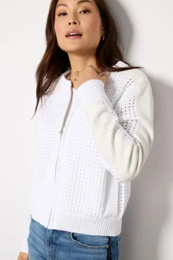 Blazers & Jackets<EVEREVE Harlow Open Stitch Bomber White