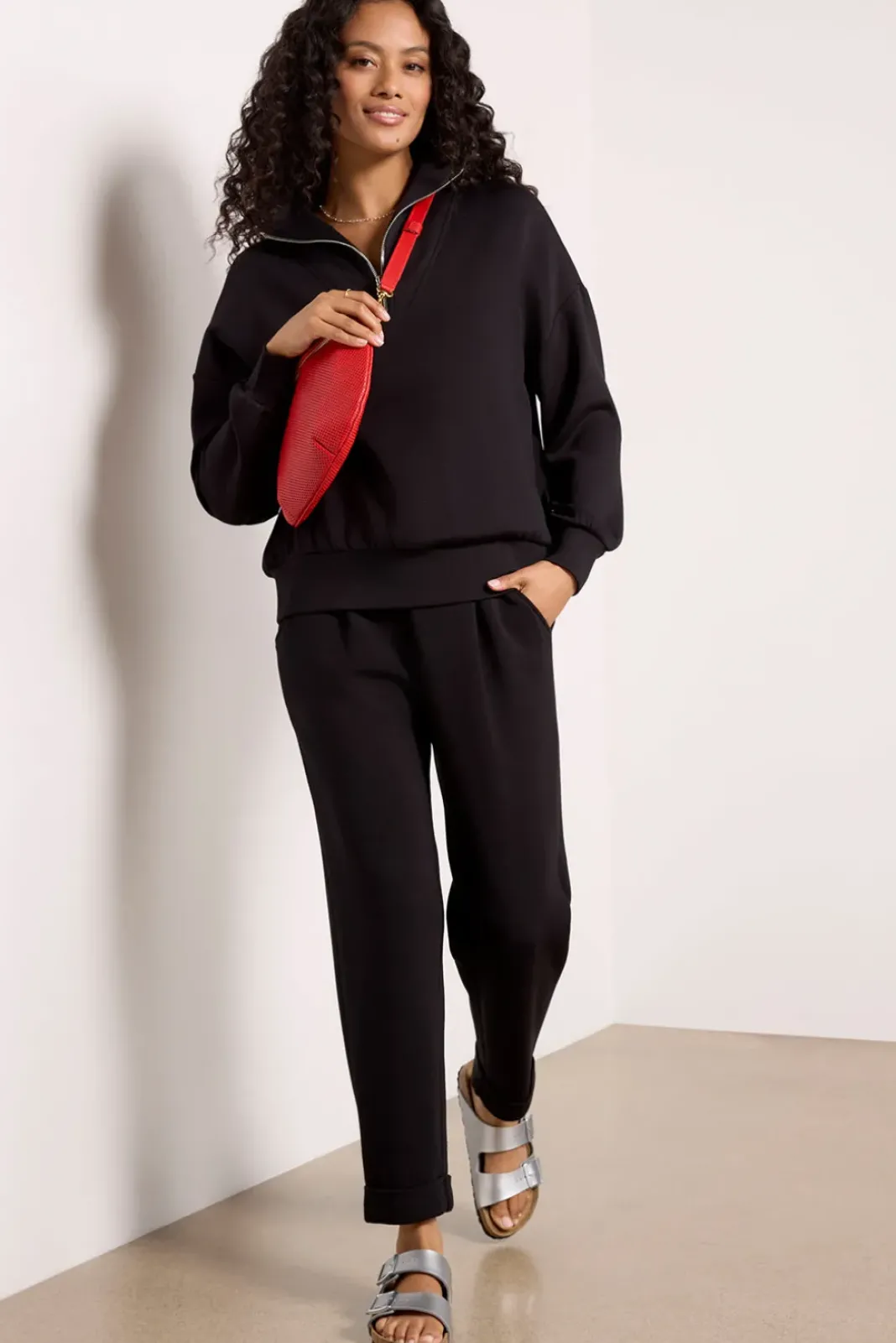 Matching Sets|Sweatshirts<VARLEY Hawley Half Zip Sweat Black