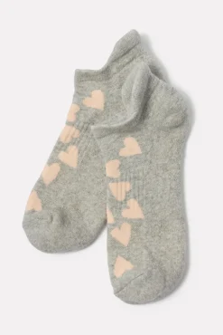Socks<EVEREVE Heart Cushion Ankle Sock Grey/Pink