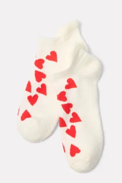 Socks<EVEREVE Heart Cushion Ankle Sock Ivory/Red