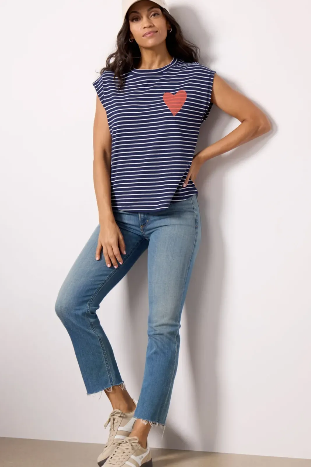 Tops & Tees<EVEREVE Heart Muscle Tank Navystripe
