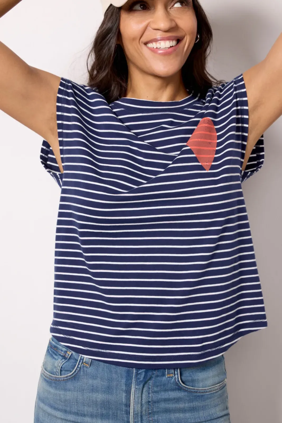Tops & Tees<EVEREVE Heart Muscle Tank Navystripe
