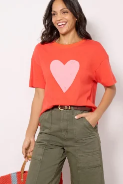 Tops & Tees<EVEREVE Heart Perfect Tee Red/Pink