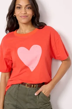 Tops & Tees<EVEREVE Heart Perfect Tee Red/Pink