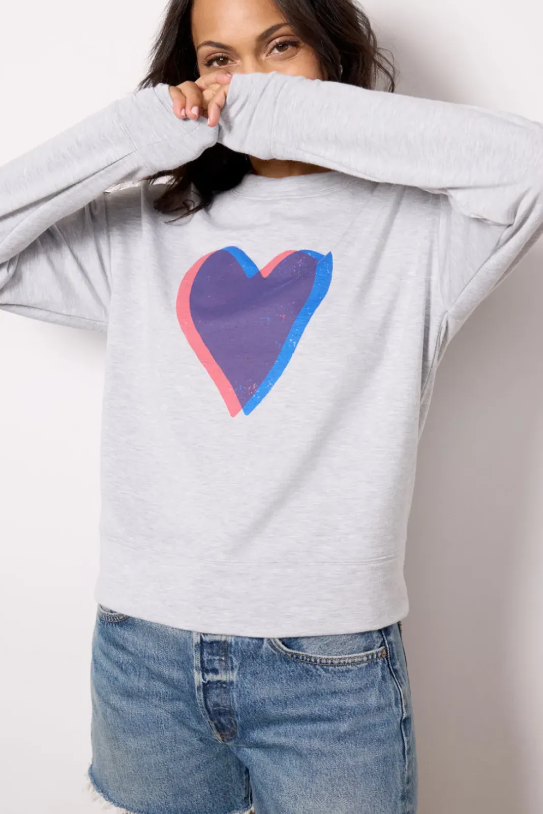 Sweatshirts<EVEREVE Heart Sweatshirt Grey/Blue