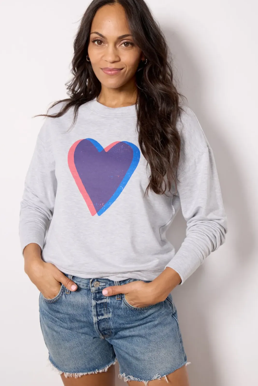Sweatshirts<EVEREVE Heart Sweatshirt Grey/Blue