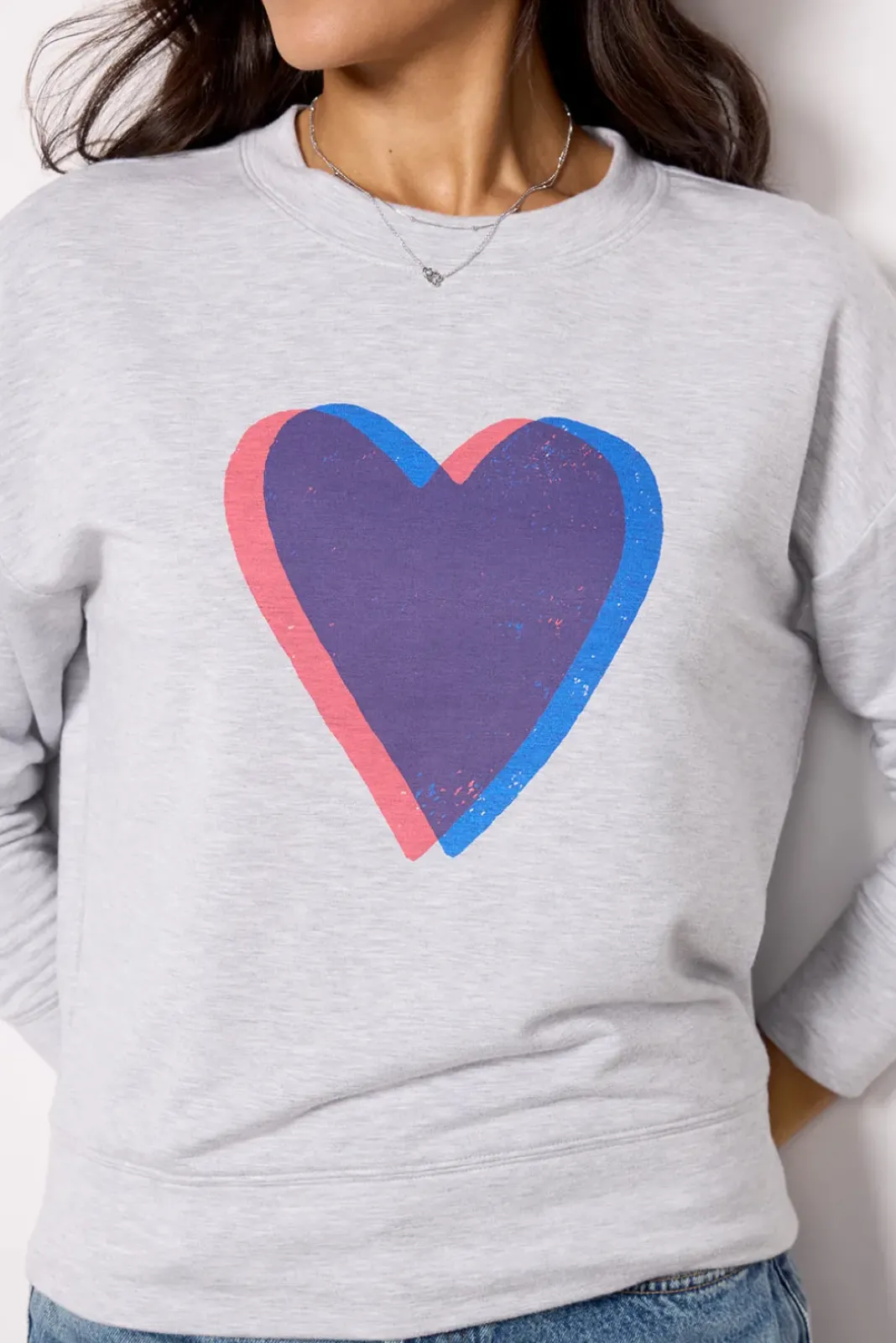 Sweatshirts<EVEREVE Heart Sweatshirt Grey/Blue