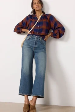 Jeans<RE/DONE High Rise Wide Leg Crop Craftedindigo