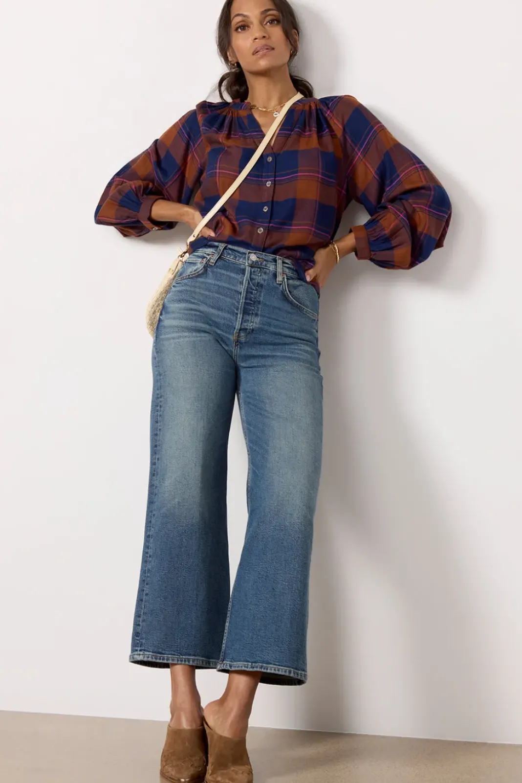 Jeans<RE/DONE High Rise Wide Leg Crop Craftedindigo