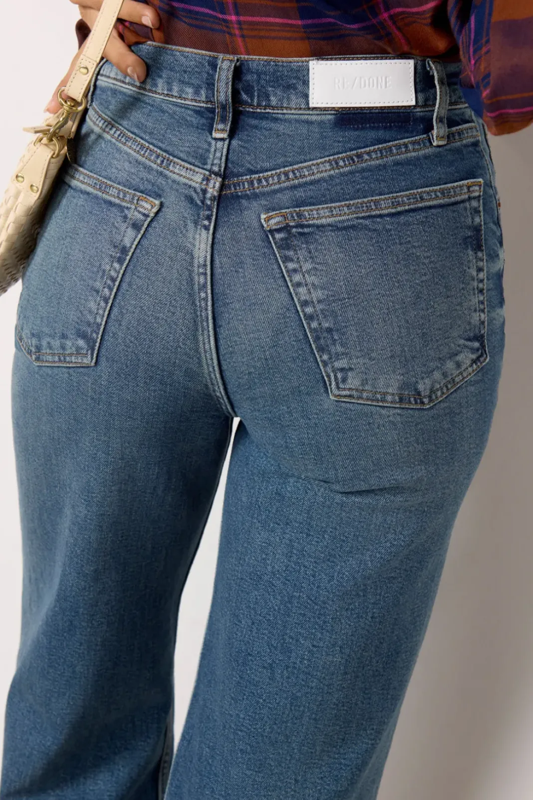 Jeans<RE/DONE High Rise Wide Leg Crop Craftedindigo