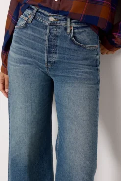 Jeans<RE/DONE High Rise Wide Leg Crop Craftedindigo