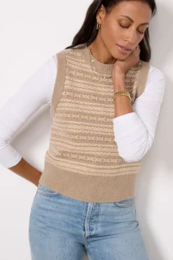 Sweaters<FAHERTY Highland Fair Isle Sweater Vest Sugarcookie