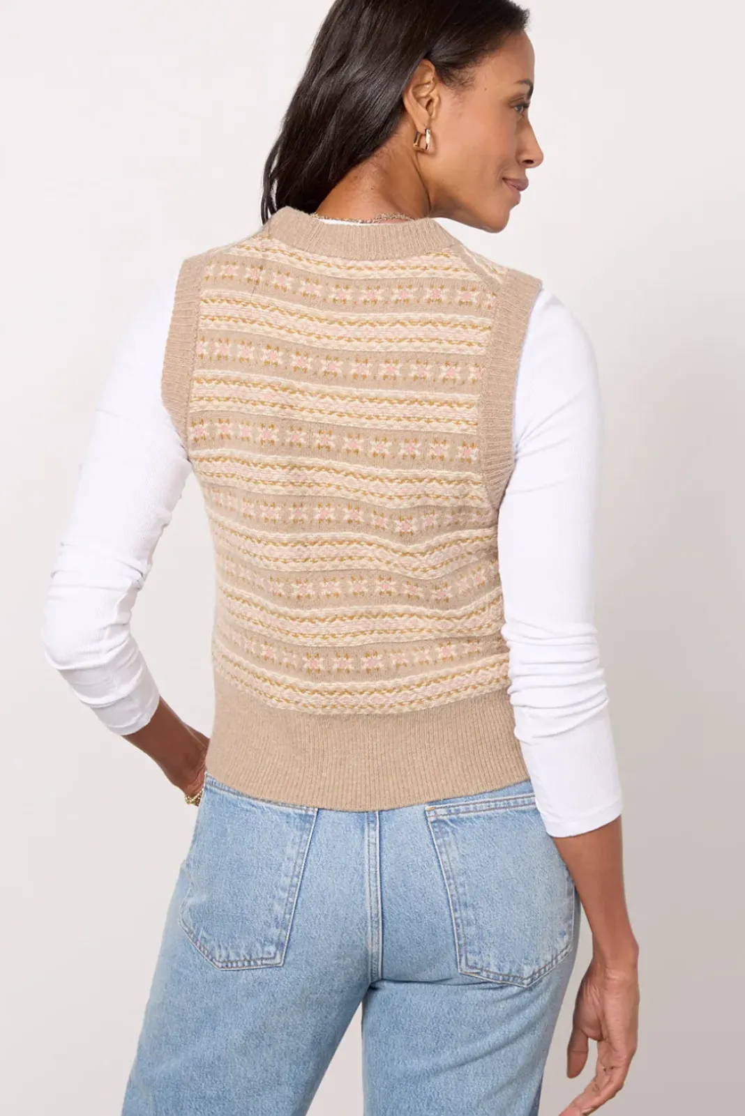 Sweaters<FAHERTY Highland Fair Isle Sweater Vest Sugarcookie