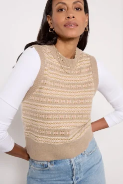 Sweaters<FAHERTY Highland Fair Isle Sweater Vest Sugarcookie