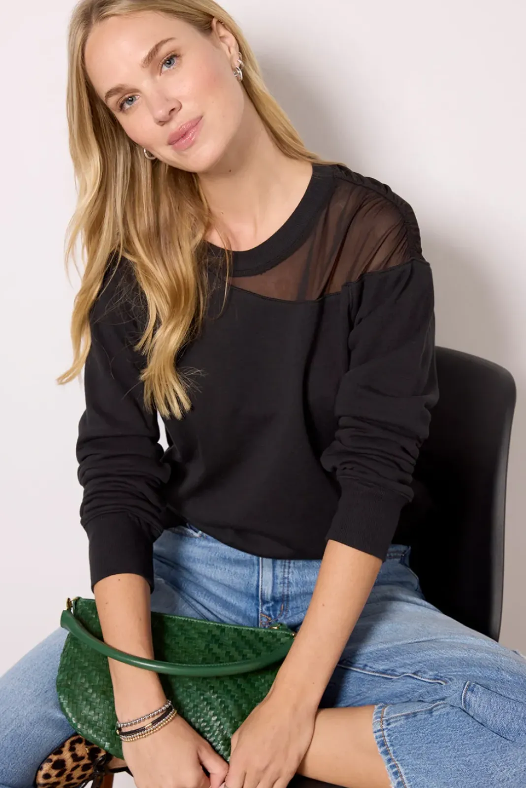 Sweatshirts<EVEREVE Hollis Mesh Inset Sweatshirt Black