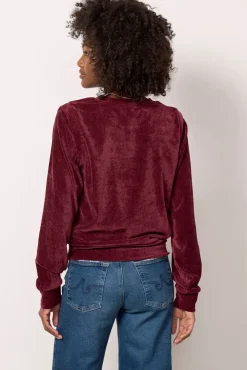 Sweatshirts<EVEREVE Holly Velour Pleated Pullover Wine