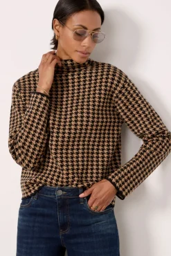 Sweaters<LINE AND DOT Houndstooth Pullover Black/Brown