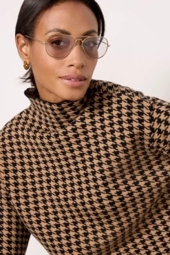 Sweaters<LINE AND DOT Houndstooth Pullover Black/Brown
