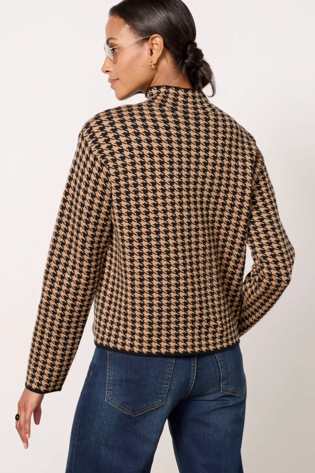 Sweaters<LINE AND DOT Houndstooth Pullover Black/Brown