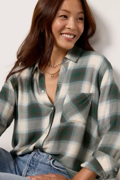Tops & Tees<RAILS Hunter Shirt Ivoryoliveteal