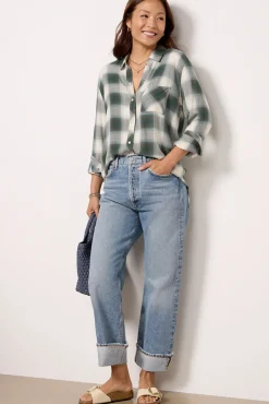 Tops & Tees<RAILS Hunter Shirt Ivoryoliveteal