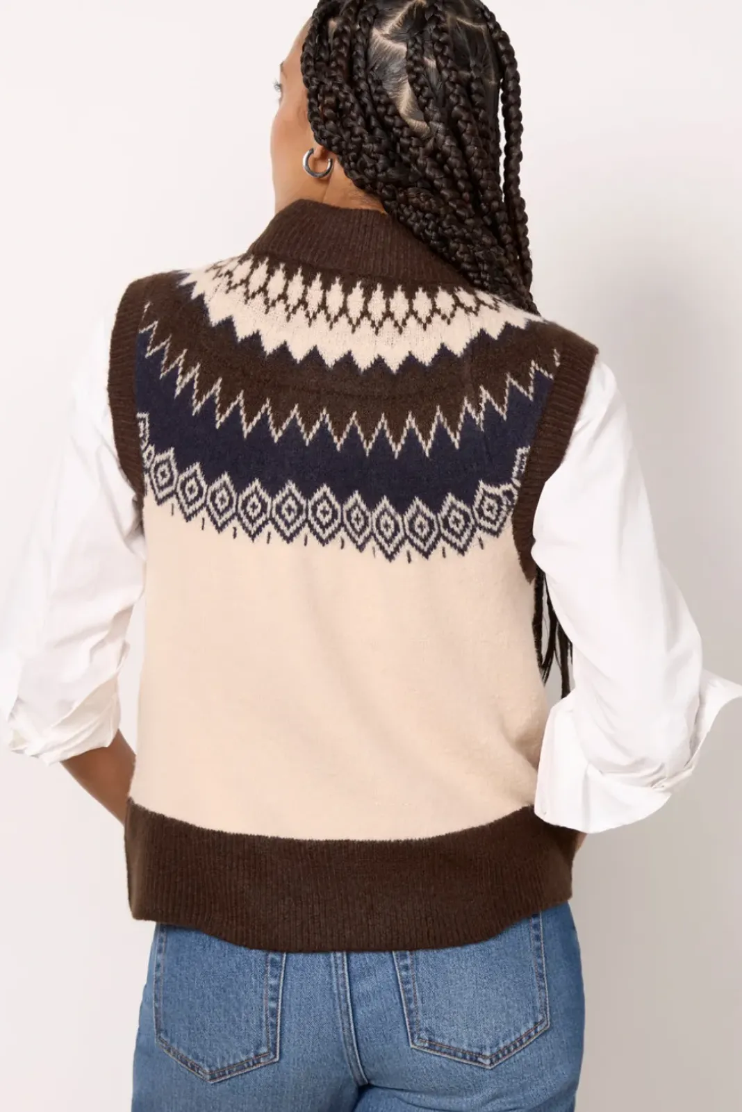 Sweaters<EVEREVE Ida Fairisle vest Brown/Ivory