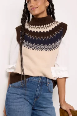 Sweaters<EVEREVE Ida Fairisle vest Brown/Ivory