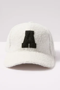Hats<EVEREVE Initial Sherpa Baseball Hat Ivory
