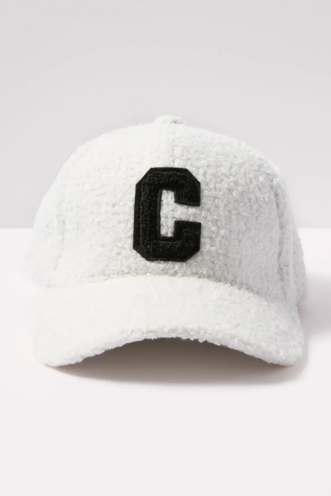 Hats<EVEREVE Initial Sherpa Baseball Hat Ivory