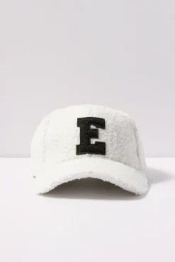 Hats<EVEREVE Initial Sherpa Baseball Hat Ivory