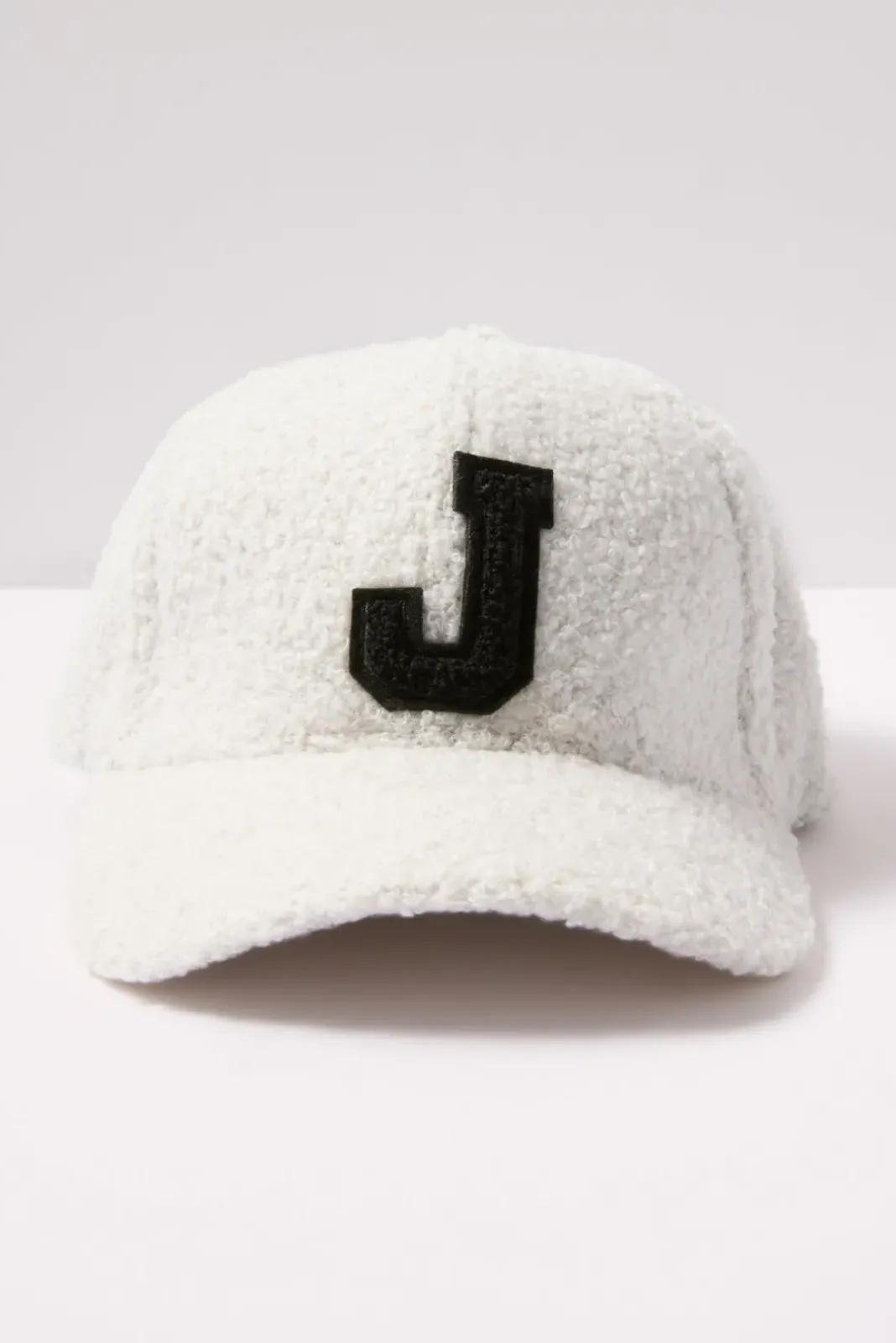 Hats<EVEREVE Initial Sherpa Baseball Hat Ivory