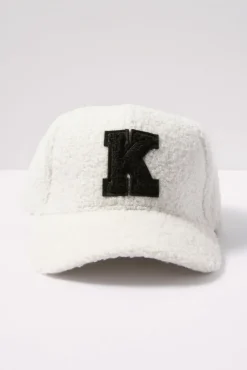 Hats<EVEREVE Initial Sherpa Baseball Hat Ivory